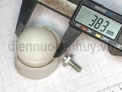 Bánh xe ghế xoay nhựa trắng ty ren M6x15 phi 40 cao 50 mm (4x5 cm)