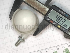 Bánh xe ghế xoay nhựa trắng ty ren M6x15 phi 40 cao 50 mm (4x5 cm)