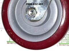 Bánh xe nhựa TPR đế xoay có khóa mầu đỏ mận 12