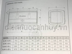 Bình nóng lạnh 30 lít Ariston SLIM3 30 RS VN Sắt tráng men 2500W