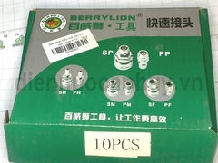Bộ đầu nối hơi ren ngoài 3/8 Berrylion SM30.PM30 . Cút nối nhanh khí nén phổ thông ren ngoài 17mm bền bỉ