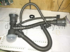 Bộ Xả Chậu Rửa Bát Đôi (2 Hố, 2 chống tràn tùy chỉnh) Nhựa Xám Cao Cấp. Hệ thống xi phông ống mềm linh hoạt, bầu lọc rác to và ngăn mùi hôi hiệu quả