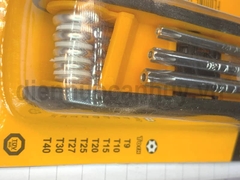 Bộ lục giác hoa thị Welloo gấp gọn 8 thanh T9 đến T40 có lỗ