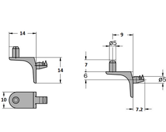 Chốt V đỡ kệ gỗ 14x14