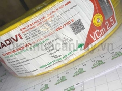 Dây điện đơn mềm Cadivi VCm 1x2.5 (1x50/0.25) vàng