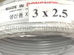 Dây điện lắp điều hòa Hàn Quốc 3x2.5 lõi cứng xám