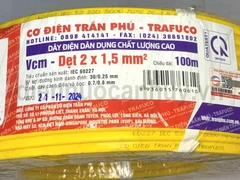 Dây điện đôi trần phú Vcm-Dẹt 2x1.5 ô van