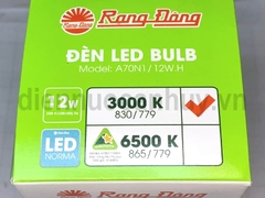 Đèn led bulb tròn Rạng Đông A70N1/12W.H mầu vàng