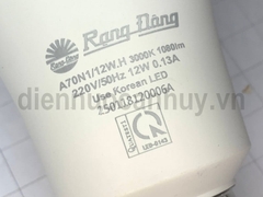 Đèn led bulb tròn Rạng Đông A70N1/12W.H mầu vàng