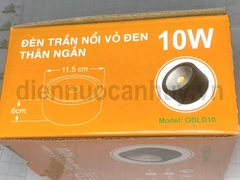 Đèn trần nổi vỏ đen thân ngắn Asia 10W OBLD10 (đèn ống bơ)