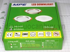 Đèn led downlight MPE DLVL 9/3C nguyên khối viền vàng 105/9W  Đổi mầu
