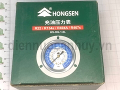 Đồng hồ đo áp suất mặt dầu Hongsen HS-OG-1.8L xanh sử dụng với gas R22 R134a R404A R407c