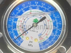 Đồng hồ đo áp suất mặt dầu Hongsen HS-OG-1.8L xanh sử dụng với gas R22 R134a R404A R407c