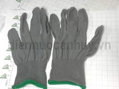 Găng tay vải mỏng xám cổ xanh