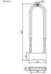 Khóa chữ U Việt Tiệp 02313 dài cho cửa kính thủy lực 363x106x23 mm