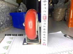 Bánh xe nhựa TPR đế xoay có khóa mầu đỏ mận  10