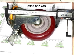 Bánh xe nhựa TPR đế xoay có khóa mầu đỏ mận 12