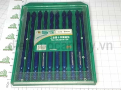 Mũi khoan đa năng đầu chữ thập 4 cạnh Berrylion 042004108 8mm. Dòng công nghiệp khoan ngọt, phá gạch cứng không cần mòi