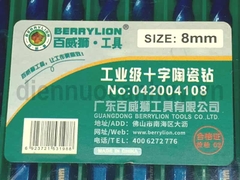 Mũi khoan đa năng đầu chữ thập 4 cạnh Berrylion 042004108 8mm. Dòng công nghiệp khoan ngọt, phá gạch cứng không cần mòi