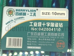 Mũi khoan gạch kính Berrylion 042004010 10mm. Đầu khoan gốm sứ chuyên dụng sắc bén, khoan lỗ tròn đẹp không vỡ gạch