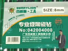 Mũi khoan kính gạch men 2 cạnh Berrylion 042004008 8mm. Dòng chuyên nghiệp khoan êm, thoát phôi nhanh cho thợ thi công