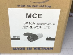 Ổ cắm công nhiệp 3 lỗ MCE xanh 16A IP 44