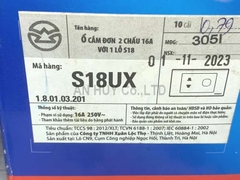 Ổ cắm SINO đơn 2 chấu 1 lỗ S18UX