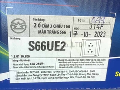 Mặt ổ cắm liền SINO đôi 3 chấu vuông S66UE2