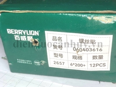 Tô vít xám chống trượt cao su 6x200 - 4 cạnh berry đầu siêu cứng, nam châm hút mạnh