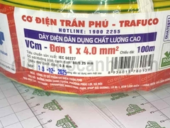 Dây điện Trần Phú Vcm-Đơn 1x4.0 tiếp địa