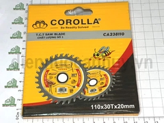Lưỡi cắt gỗ nhỏ 1 chiều 110x30Tx20 Corolla CA238110 30 răng, lỗ phi 20, vòng đệm phi 16, phù hợp với máy cắt con chuột,