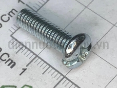 Bulong 6x20 xẻ rãnh sắt mạ đầu tròn bake