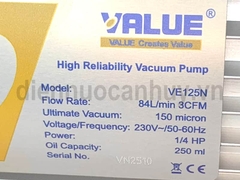 Máy bơm hút chân không Value 3.0CFM 230V/50-60Hz (VE125N)