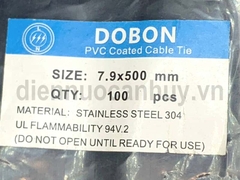 Dây rút inox 304 có nhúng nhựa đen 500x7.9 DOBON - bản to