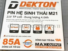 Khối pin chân phổ thông, dòng xả cao dekton 21V 4.0 Ah M21-B4085PLUS