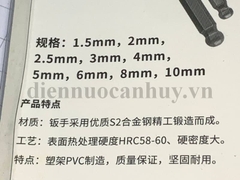 Bộ lục giác 9 thanh dài, đầu bi Berry - mầu nâu, xịn
