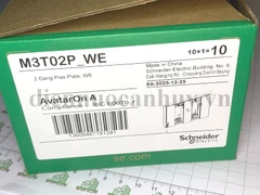 Mặt 2 thiết bị dạng chữ nhật Schneider dòng AvatarOn A M3T02P_WE khung nhựa, lắp vừa đế âm sino