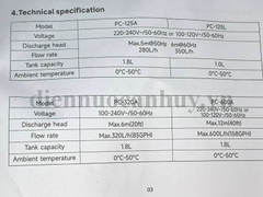 Bơm nước ngưng PC 320A chiều cao max 6m; lưu lượng max 320 lít/giờ