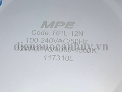 Đèn led panel MPE RPL-12N 4000K trung tính phi 150 12W