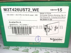 Ổ cắm đôi 3 chấu 16A, size E Bắt Vít dòng Schneider (Sn) AvatarOn A - M3T426UST2_WE