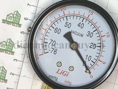 Đồng hồ đo áp suất chân không mặt không dầu phi 63 dải đo -0.1 đến 0 kg/cm2 LiGi