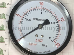 Đồng hồ đo áp suất mặt không dầu phi 100 dải đo 0 - 20 kg/cm2 LiGi