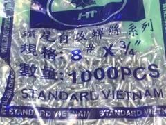 Vít ren mịn dài 1.5cm mầu trắng đầu tự khoan đuôi cá