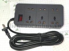 Ổ cắm kéo rạng đông dài 5m có dây cắm màu đen, có công tắc loại 10A, chịu tải thấp