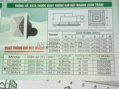 Quạt hút mùi Tico trần ngang 25AV4 lỗ mở 310x310 ống D100
