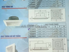 Quạt hút mùi Tico trần thẳng 15AV5 lỗ mở 205x205