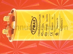 Tụ điều hòa 2 chân 45uf TPMAX xịn vỏ vàng hộp đỏ