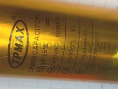 Tụ điều hòa 2 chân 50uf TPMAX xịn vỏ vàng hộp đỏ