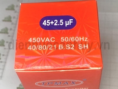 Tụ điều hòa 3 chân 40+2.5uf TPMAX xịn vỏ vàng hộp đỏ