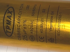 Tụ điều hòa hai chân 25uf TPMAX xịn vỏ vàng hộp đỏ